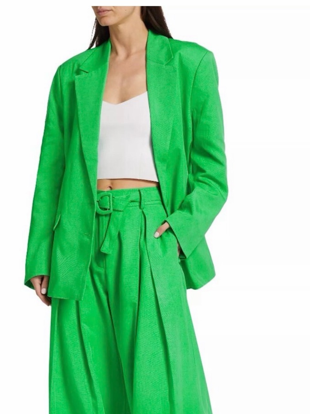 Women's Bright Green Single-Button Blazer